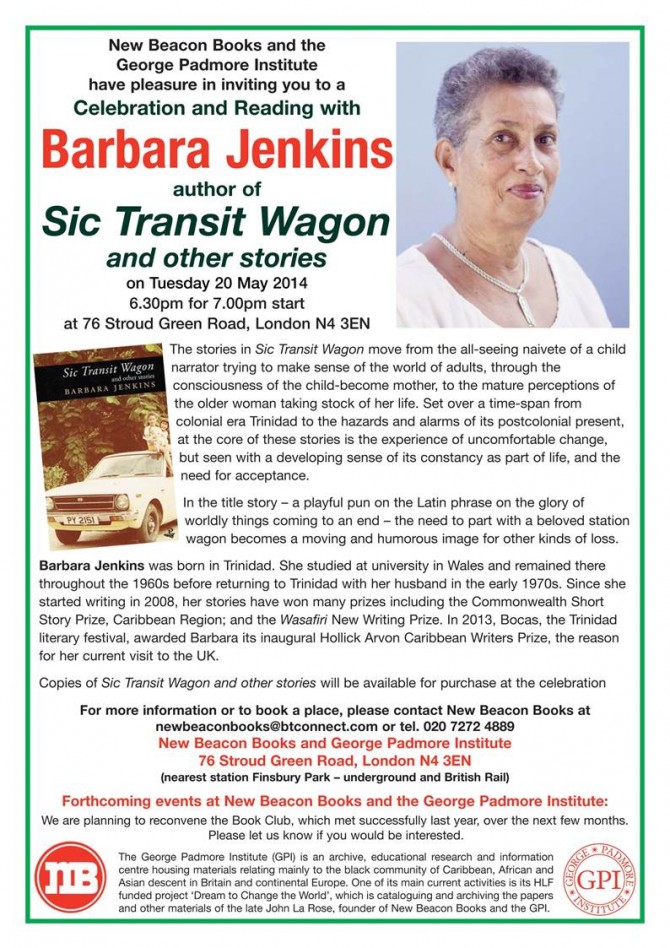 Barbara Jenkins Reading @ The George Padmore Institute, New Beacon Books, London 20.05.14