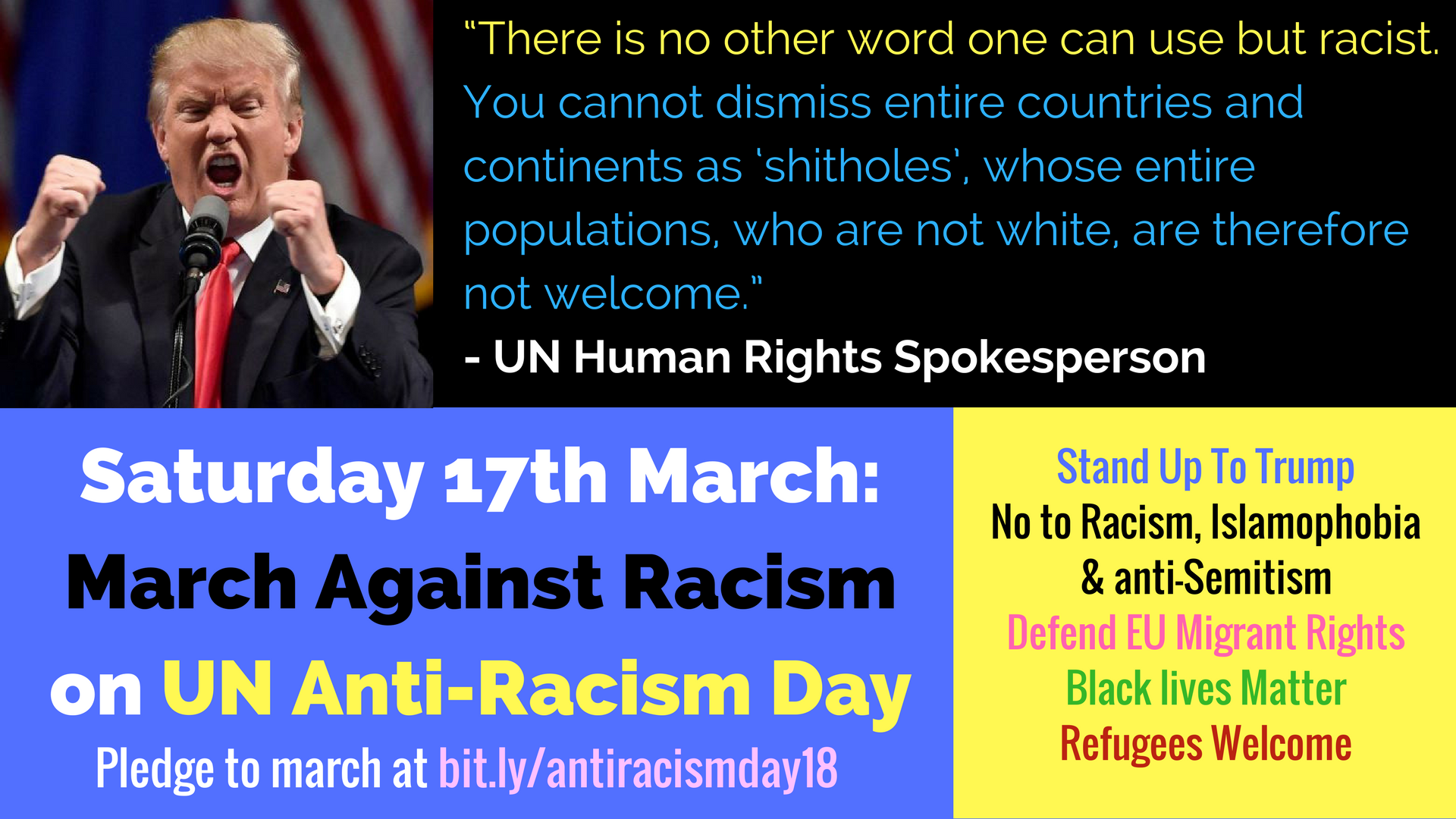MARCH AGAINST RACISM, ISLAMOPHOBIA & ANTI-SEMITISM – 17th March, London